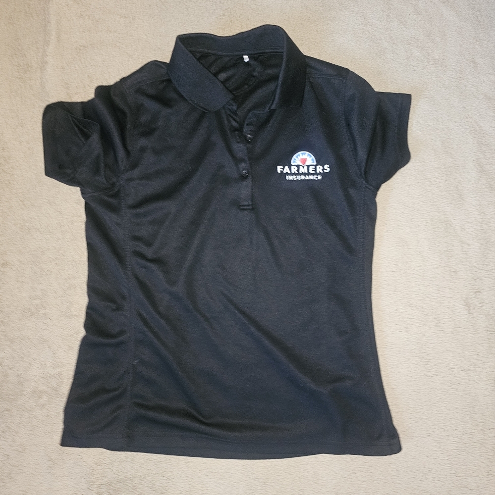 Farmers Insurance black polo shirt button blouse size small… - Picture 2 of 2